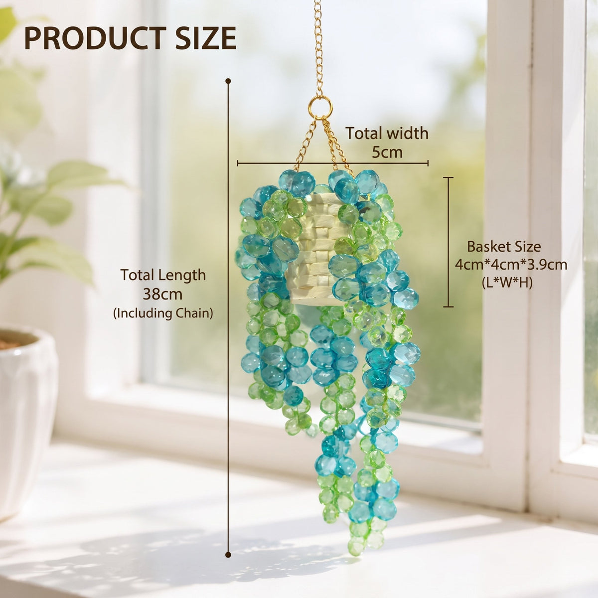 ✨ Mini White Pot Beaded Plant Suncatcher, Crystal Rainbow Maker Window Hanging Decor🌱