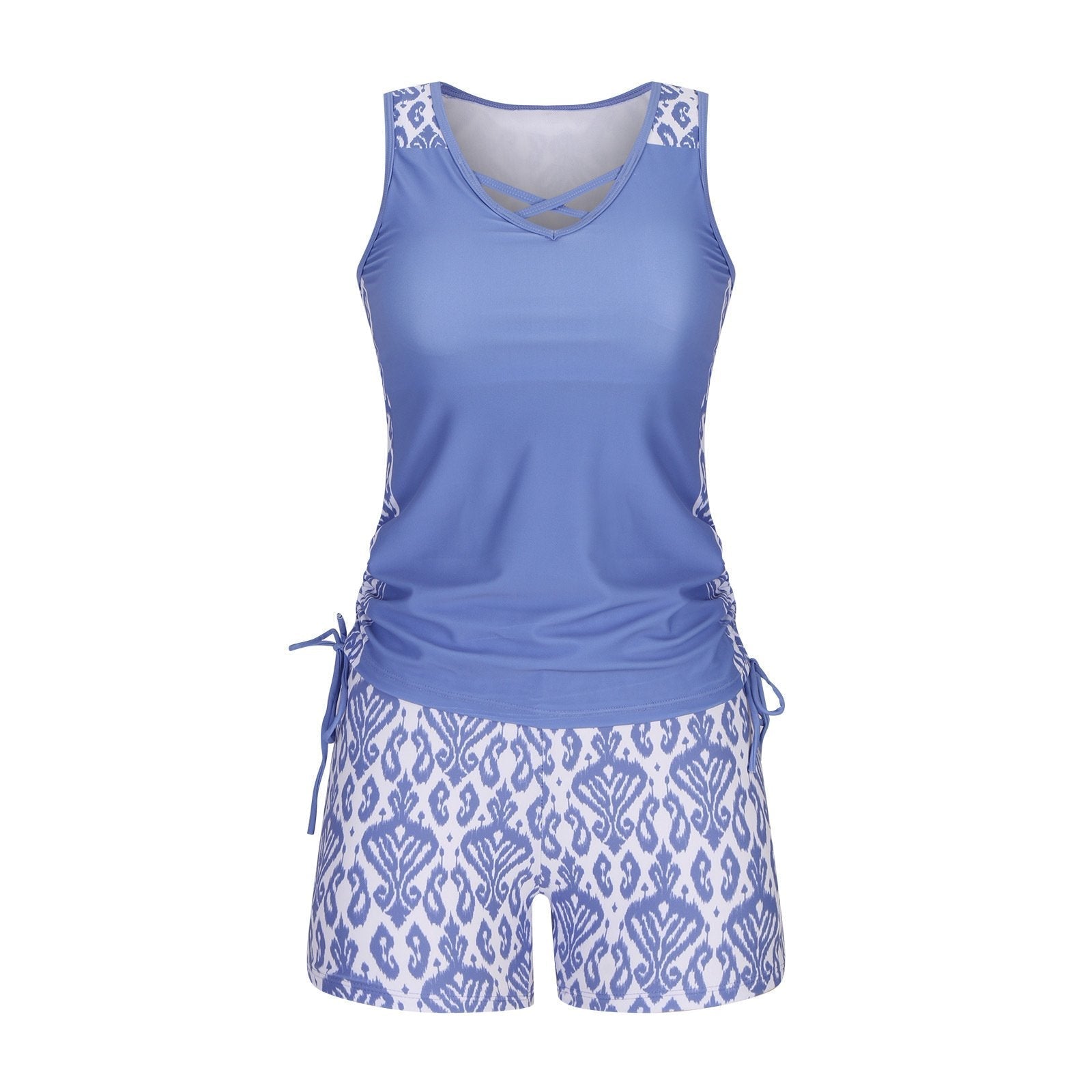 ⏰LAST DAY 50% OFF -Women's Tummy Control Tankini Set with Built-In Bra – Flattering Boho Swimwear with Shorts