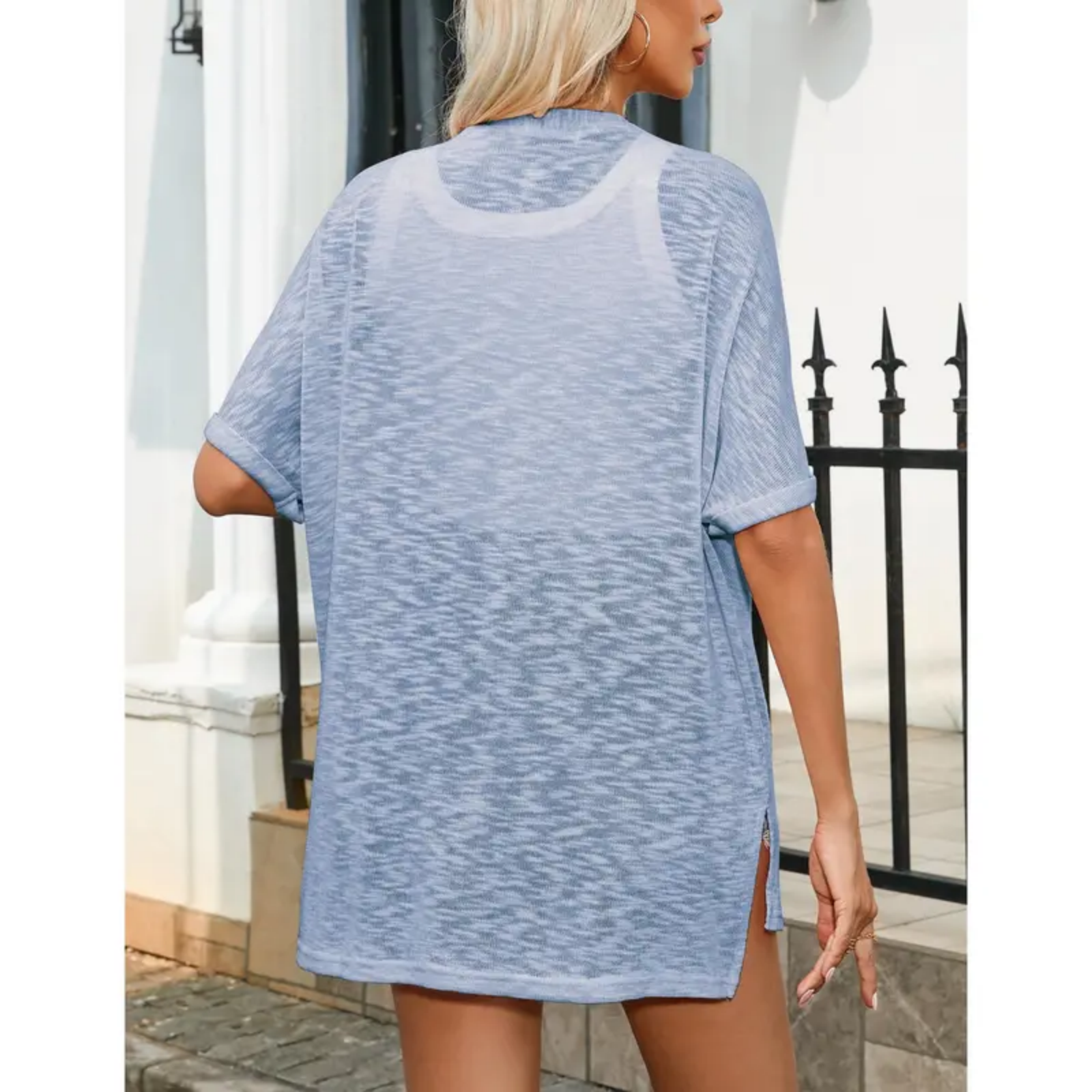 Short-sleeved casual solid coat