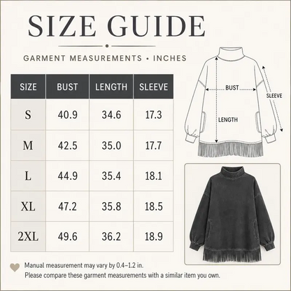 Women's High Neck Oversized Fringe Sweatshirt Dress with Side Pockets
