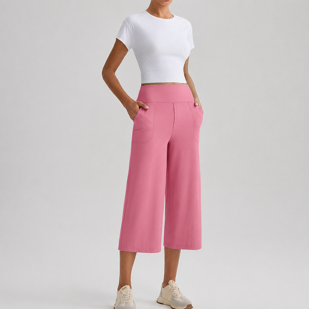 Women's High-Waist Wide-Leg Capri Pants