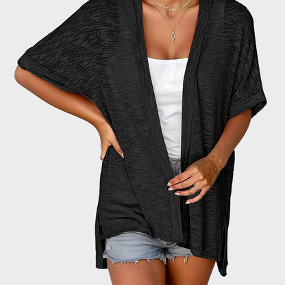 Short-sleeved casual solid coat