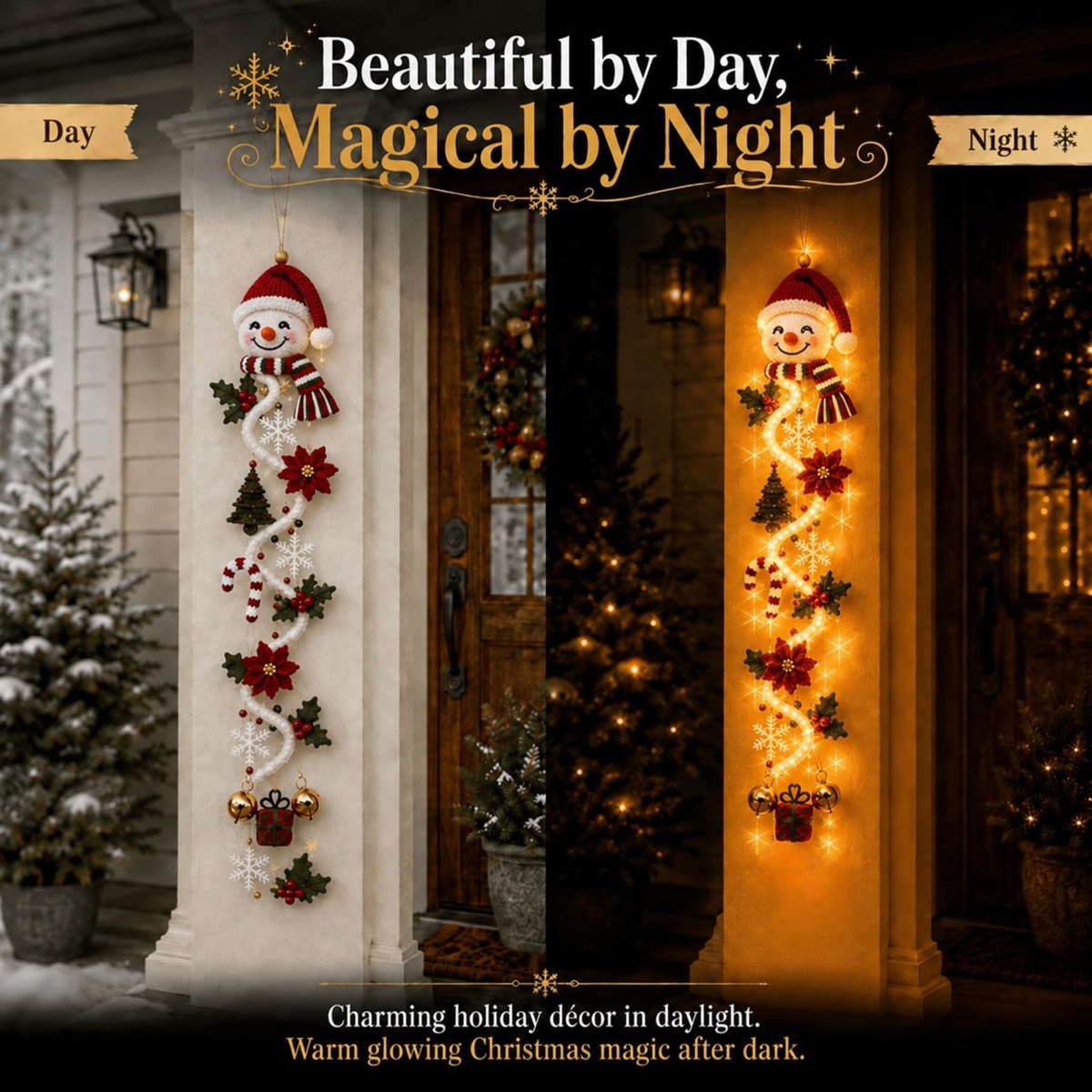 ⏳ Last Day 49% OFF – 🎄MerryCascade™ Glowing Christmas Door Hanger | 6 Festive Light Designs✨