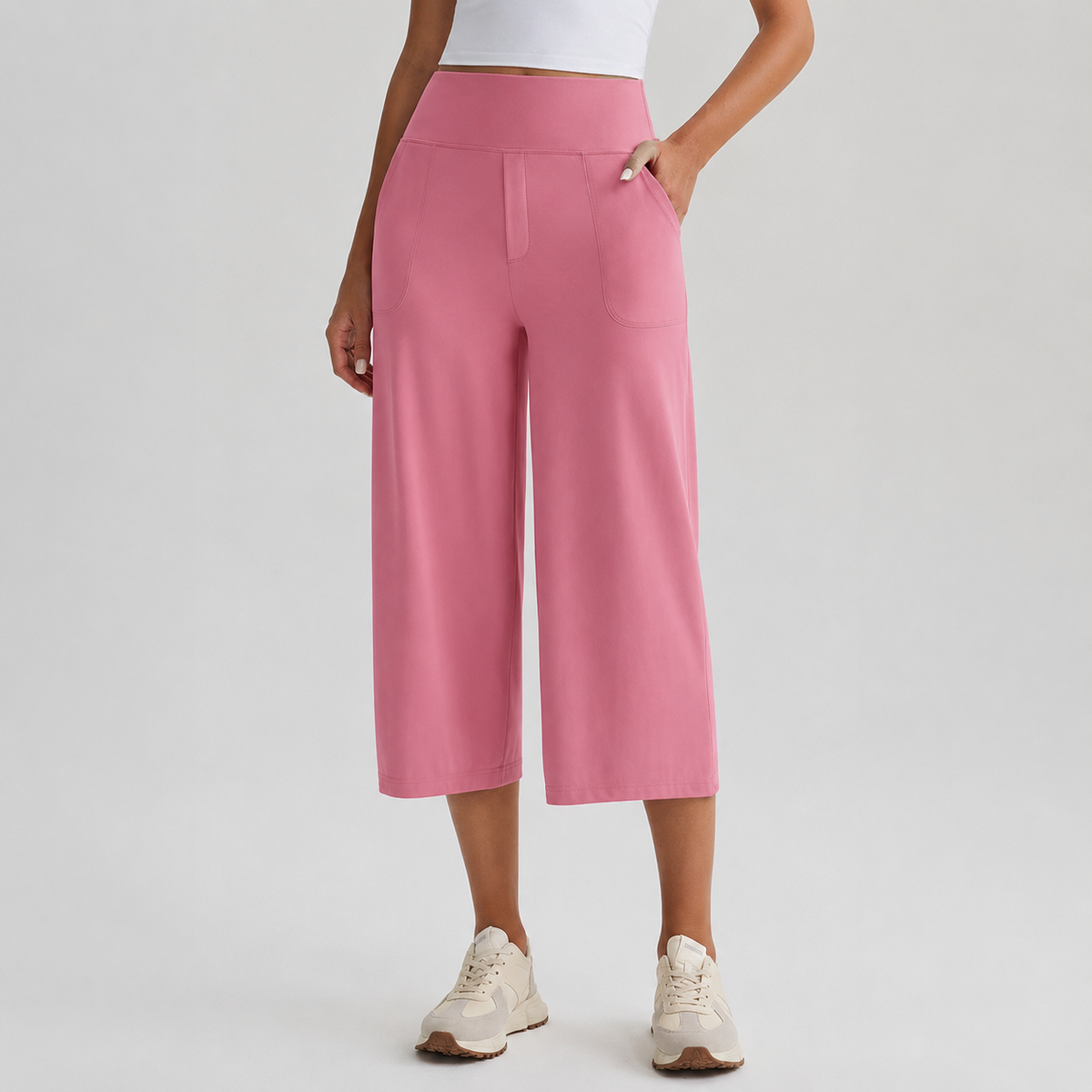 Women's High-Waist Wide-Leg Capri Pants