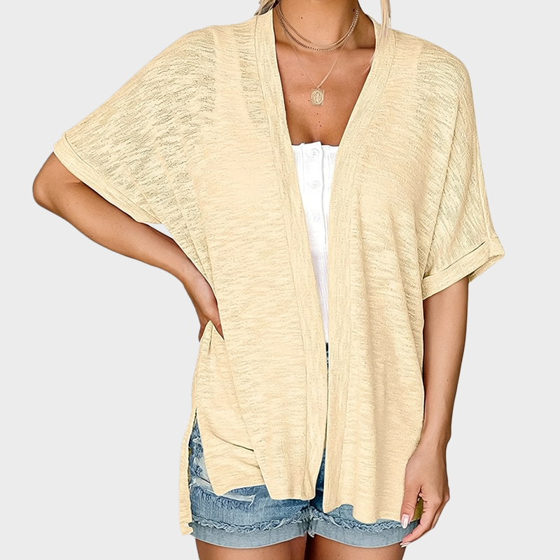 Short-sleeved casual solid coat
