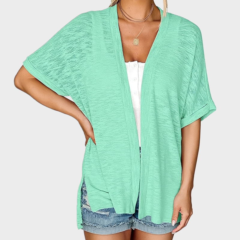 Short-sleeved casual solid coat
