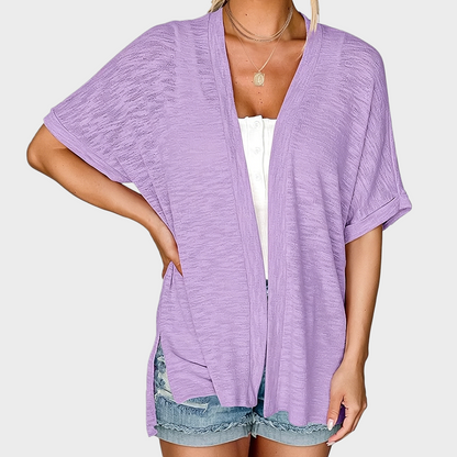 Short-sleeved casual solid coat