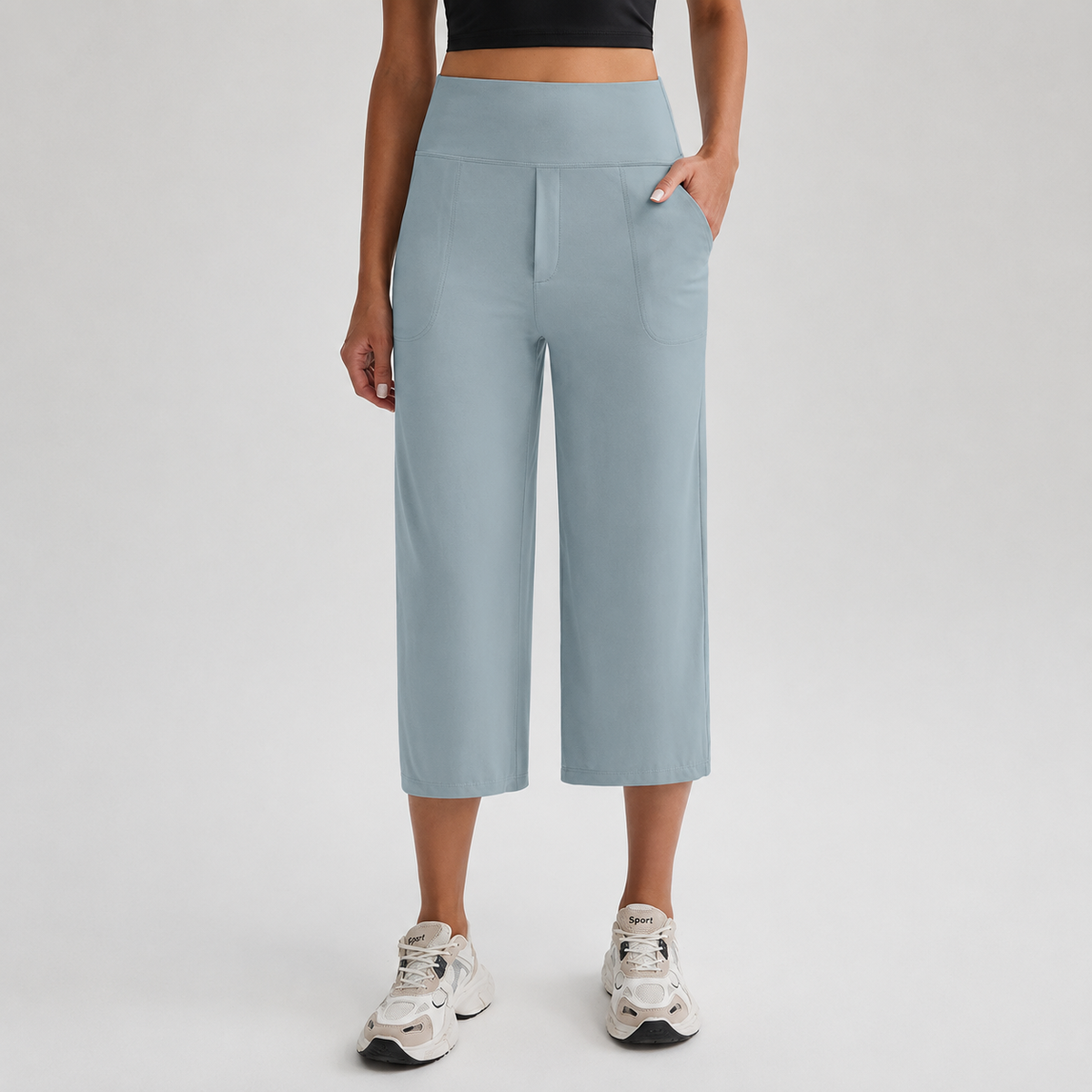 Women's High-Waist Wide-Leg Capri Pants