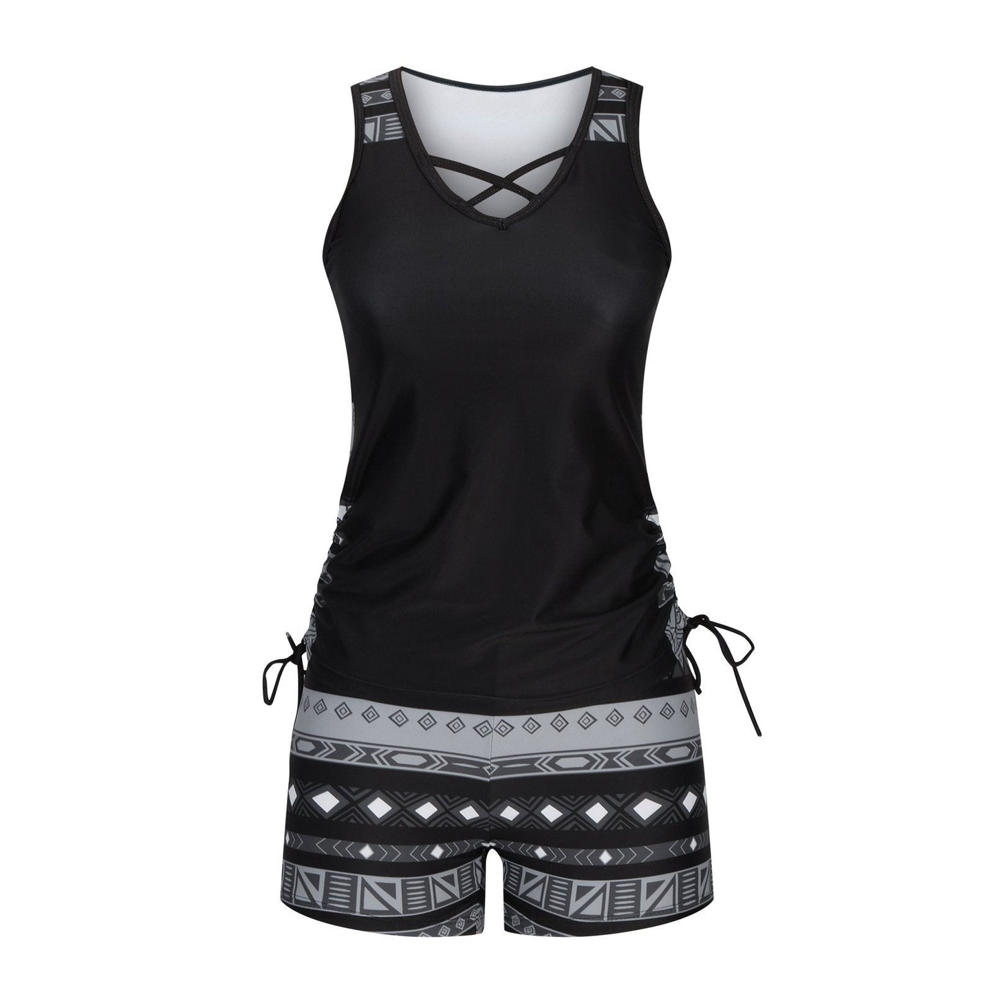 ⏰LAST DAY 50% OFF -Women's Tummy Control Tankini Set with Built-In Bra – Flattering Boho Swimwear with Shorts