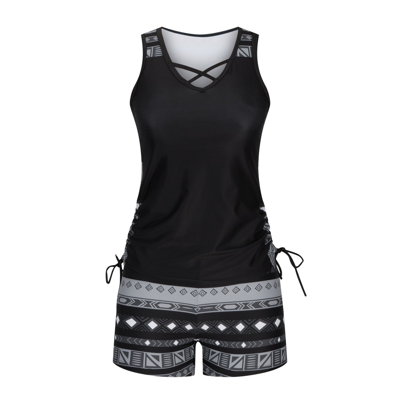 ⏰LAST DAY 50% OFF -Women's Tummy Control Tankini Set with Built-In Bra – Flattering Boho Swimwear with Shorts