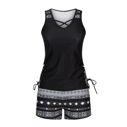 ⏰LAST DAY 50% OFF -Women's Tummy Control Tankini Set with Built-In Bra – Flattering Boho Swimwear with Shorts