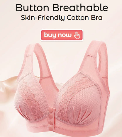 Front Button Breathable Skin-Friendly Cotton Bra