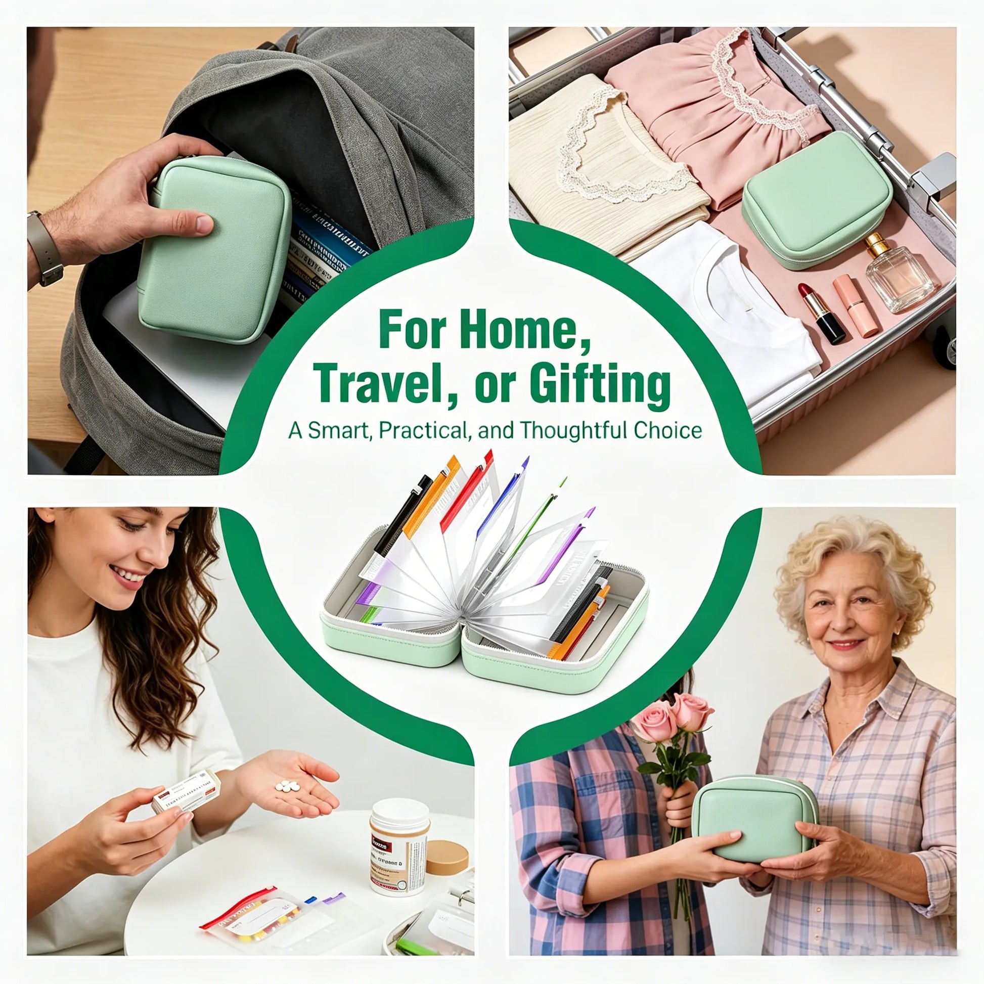 💊A8 Waterproof 14-Pouch Weekly Pill Organizer, Color-Coded Travel Storage for Vitamins & Supplements
