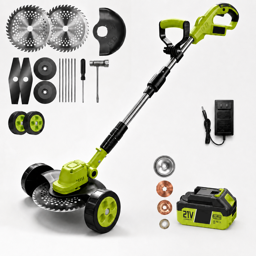 🌿⚡21V 3-in-1 Cordless String Trimmer, Edger & Mini Mower – 2 Batteries Included