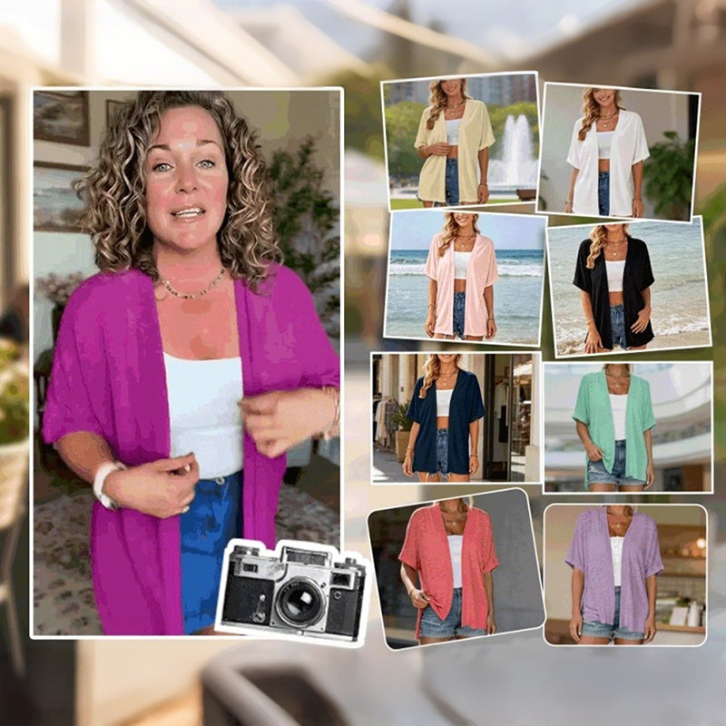Short-sleeved casual solid coat