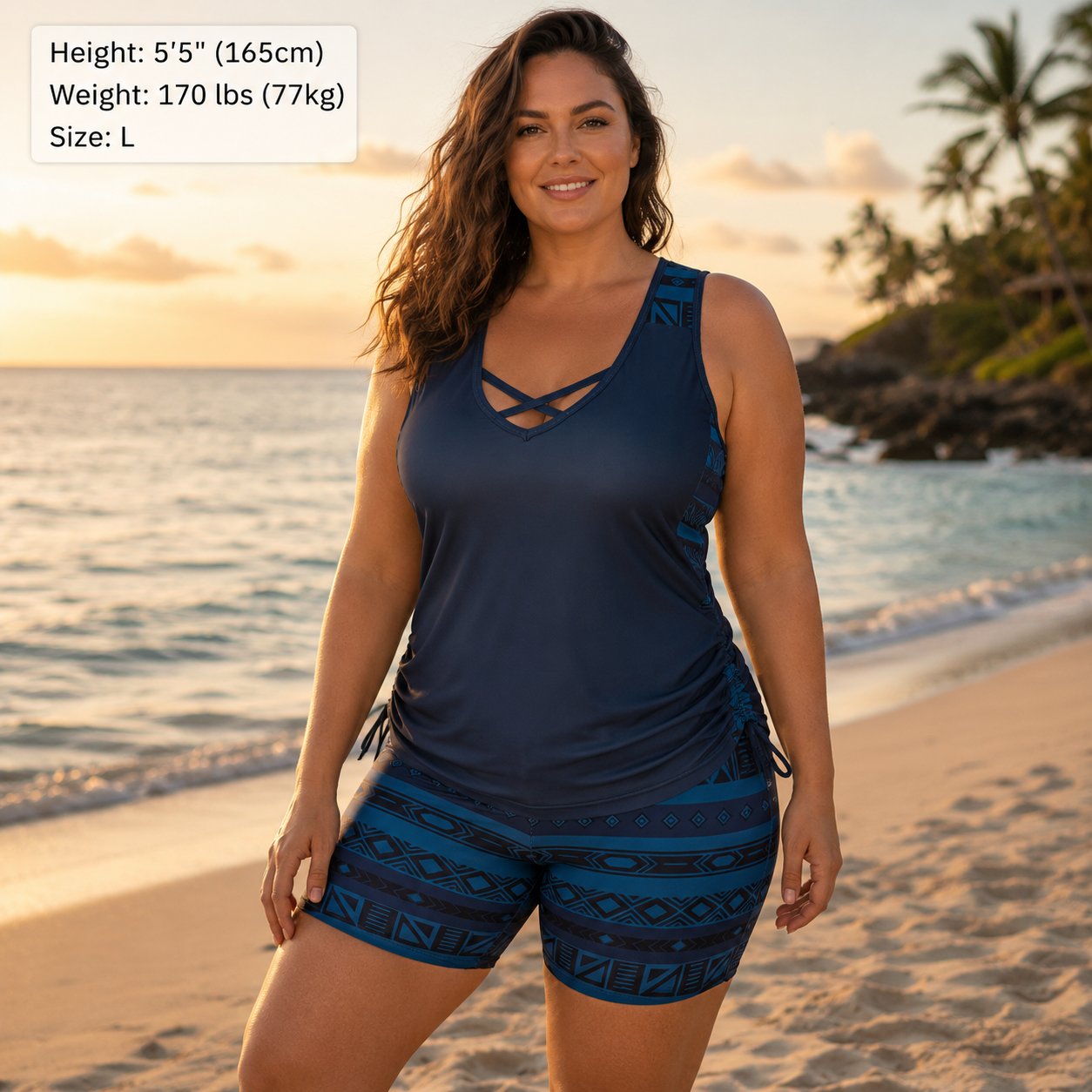 ⏰LAST DAY 50% OFF -Women's Tummy Control Tankini Set with Built-In Bra – Flattering Boho Swimwear with Shorts
