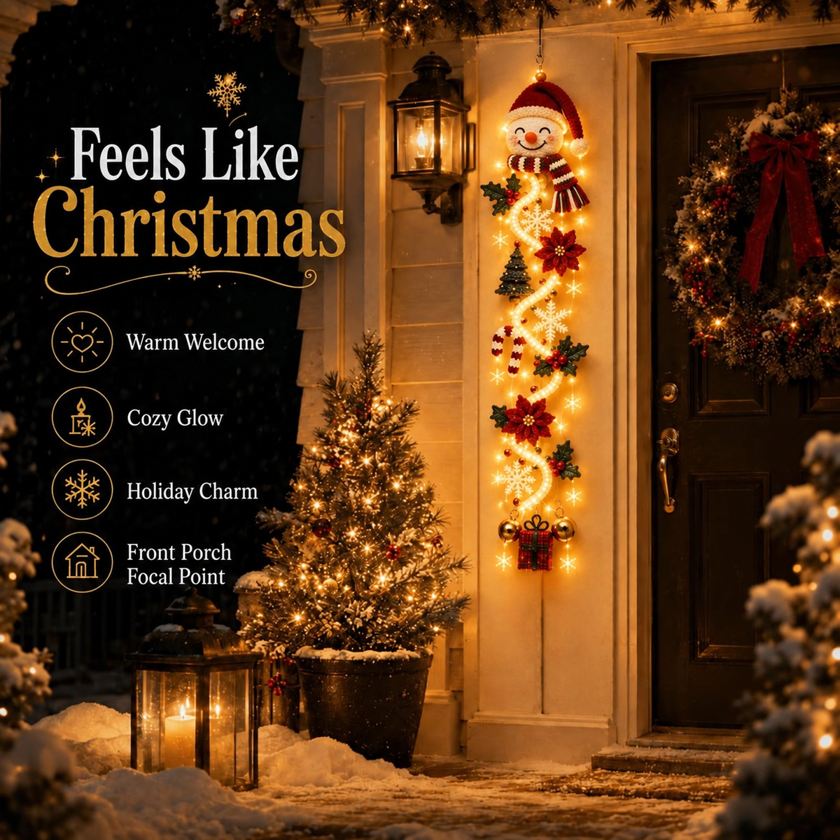 ⏳ Last Day 49% OFF – 🎄MerryCascade™ Glowing Christmas Door Hanger | 6 Festive Light Designs✨