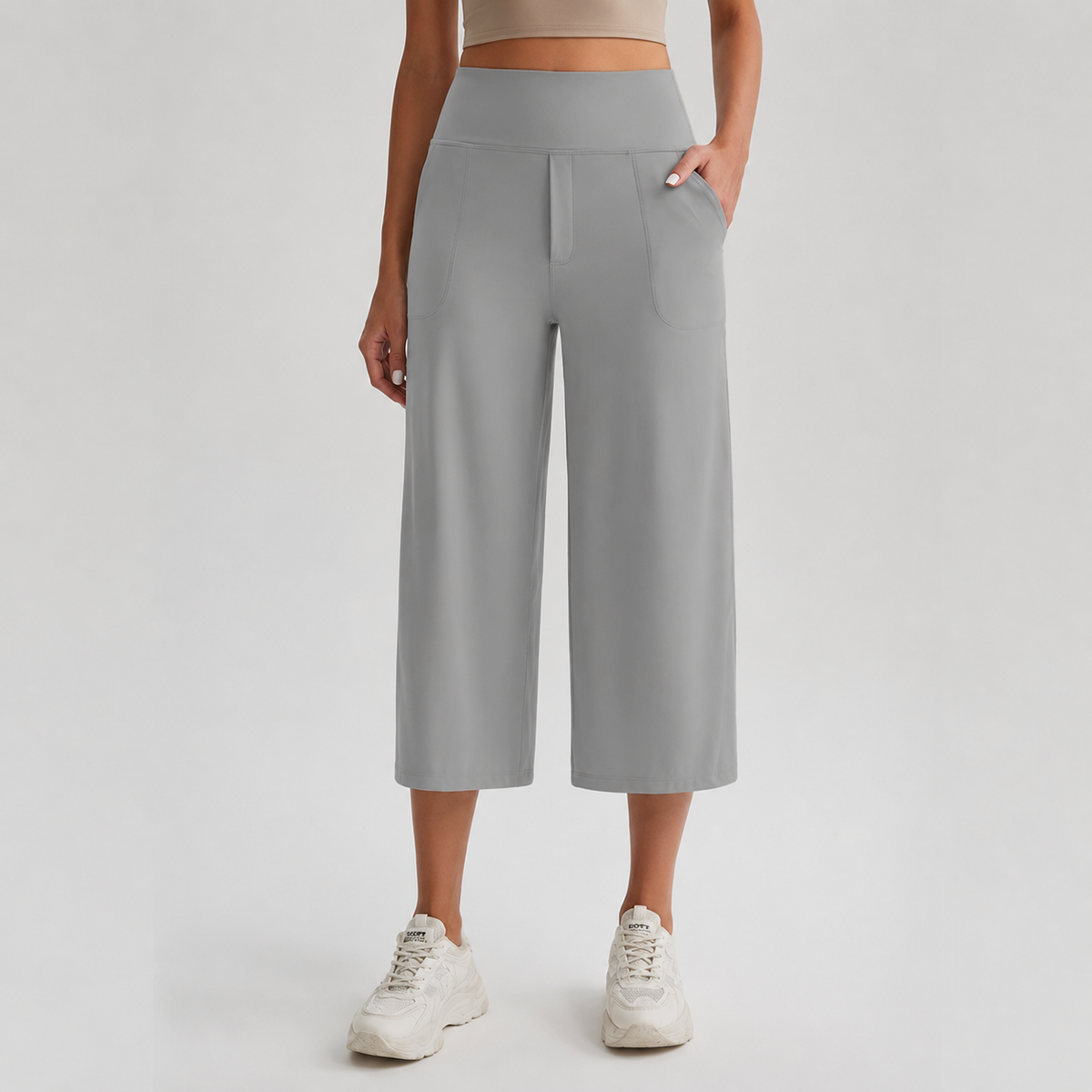 Women's High-Waist Wide-Leg Capri Pants