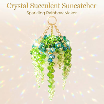 ✨ Mini White Pot Beaded Plant Suncatcher, Crystal Rainbow Maker Window Hanging Decor🌱