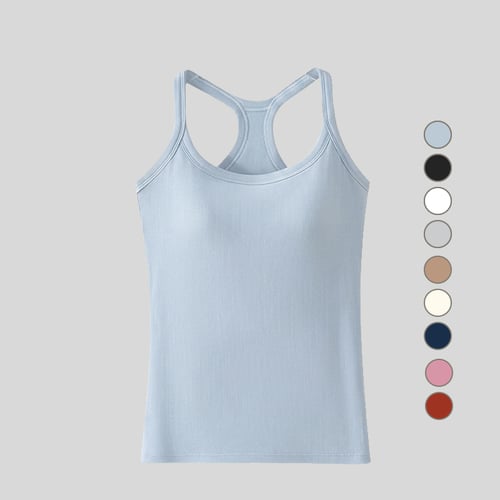 Built-in Bra Ribbed Solid Tank Top