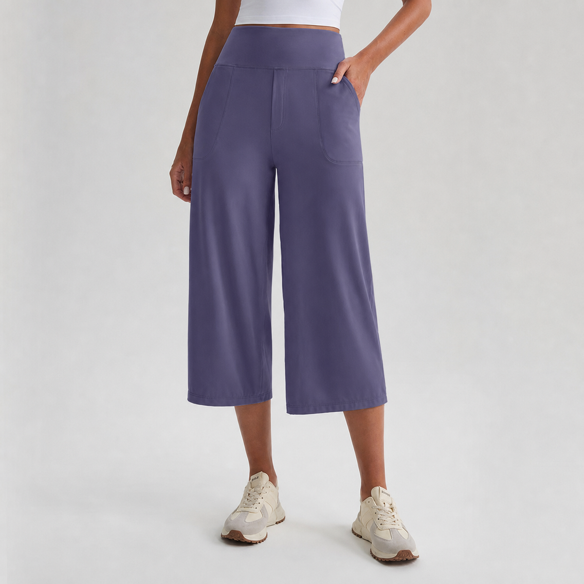 Women's High-Waist Wide-Leg Capri Pants