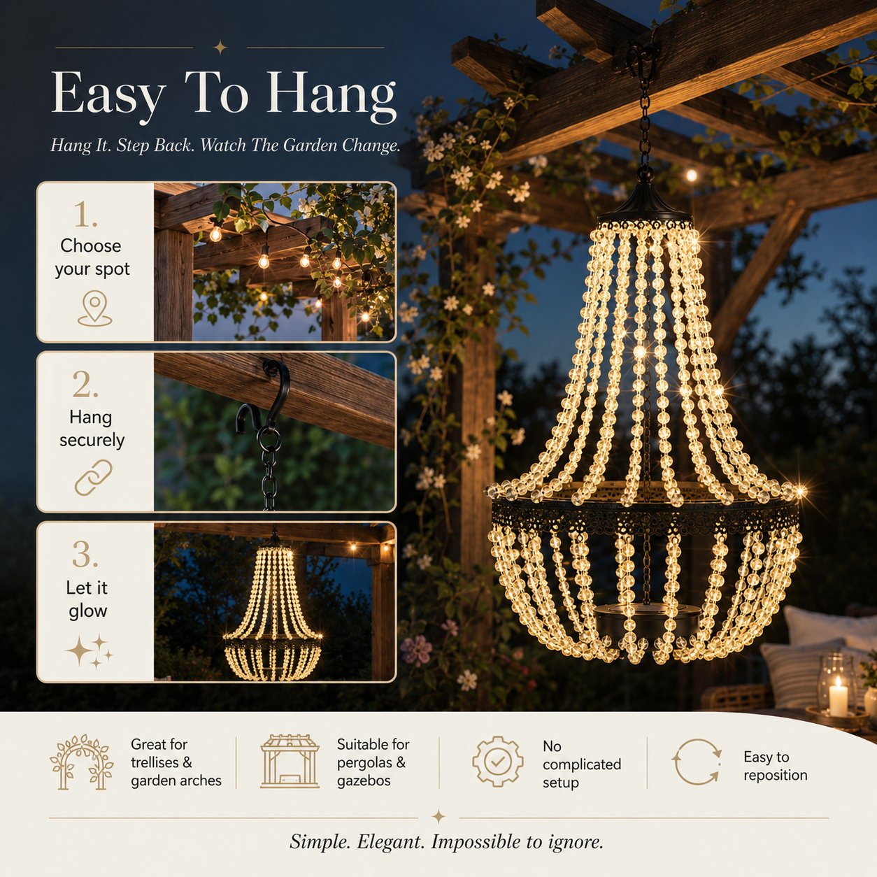 ✨ Solar Crystal Chandelier Light