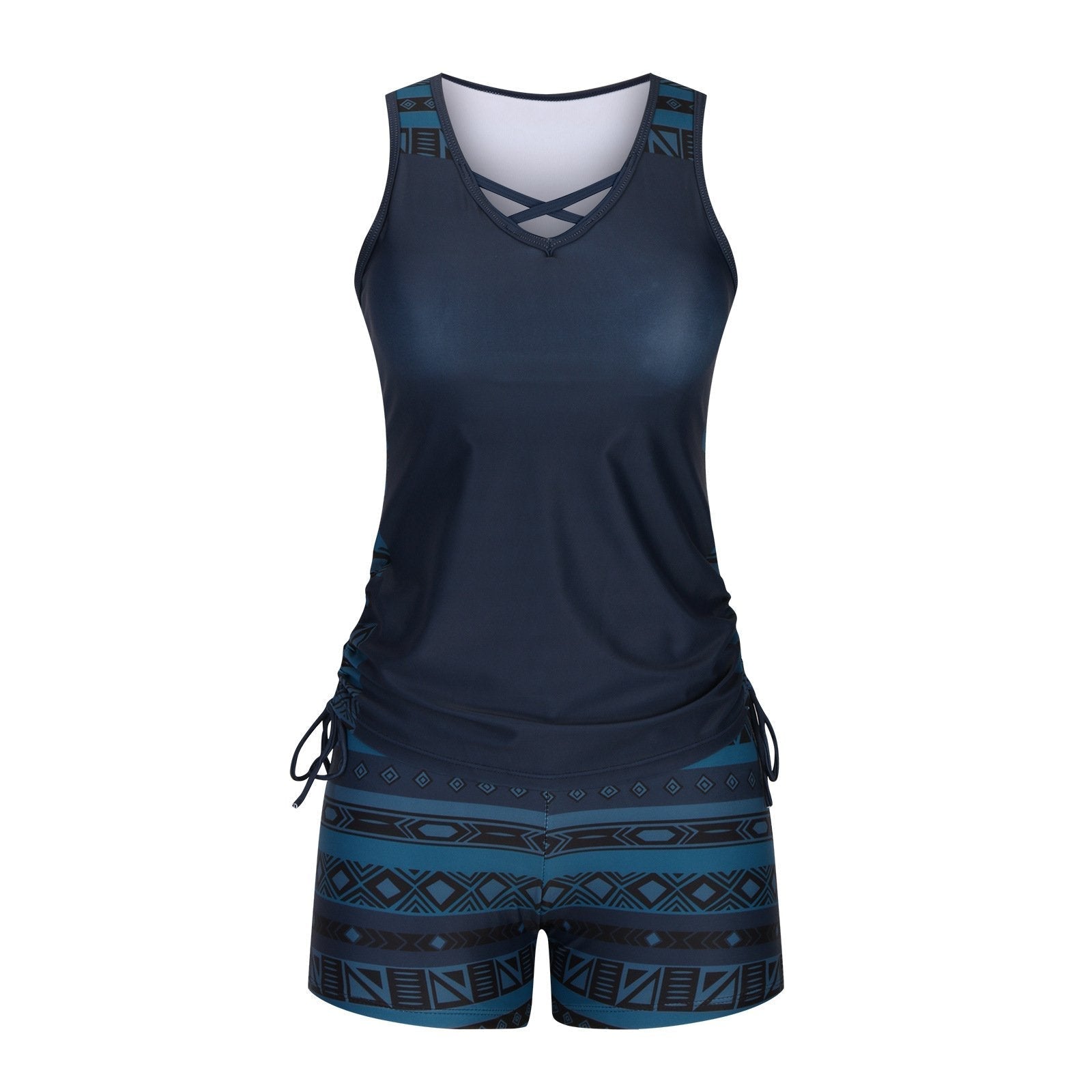 ⏰LAST DAY 50% OFF -Women's Tummy Control Tankini Set with Built-In Bra – Flattering Boho Swimwear with Shorts