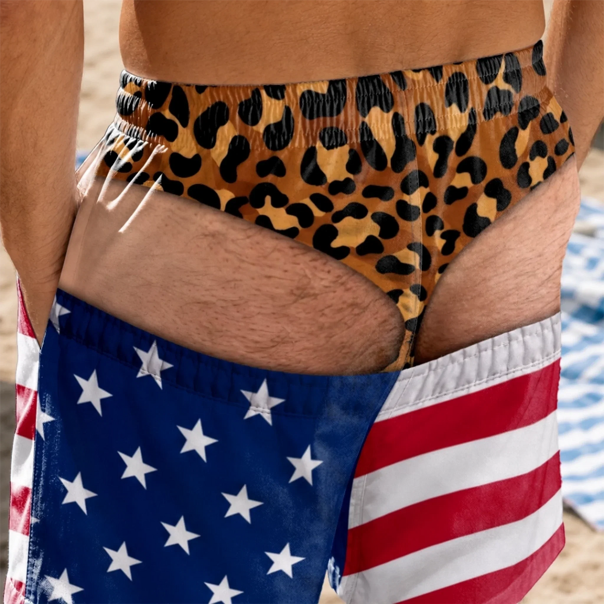 Custom Funny Patriotic Men Swim Trunks - Personalized Birthday Gifts For Husband, Son, Grandson, Brother, Grandpa, Dad, Yourself - Warning Wide Load