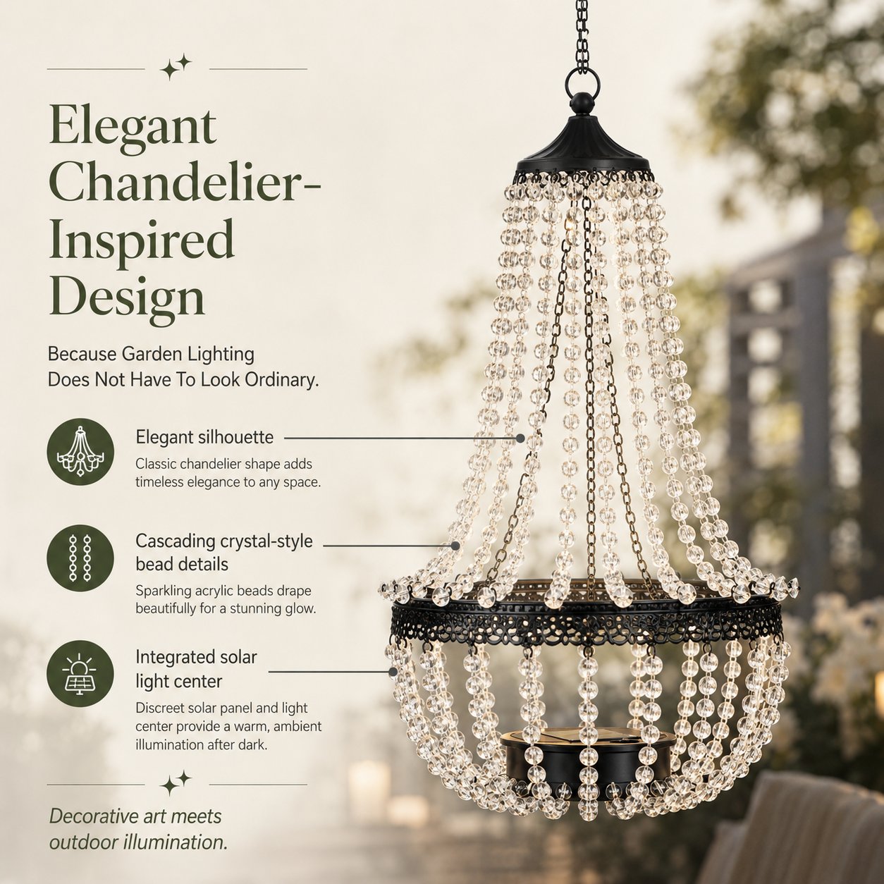 ✨ Solar Crystal Chandelier Light
