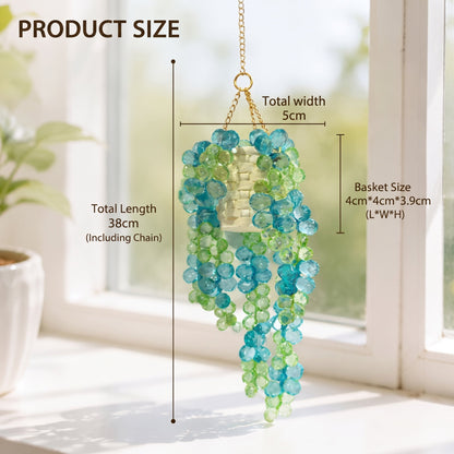 ✨ Mini White Pot Beaded Plant Suncatcher, Crystal Rainbow Maker Window Hanging Decor🌱