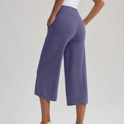 Women's High-Waist Wide-Leg Capri Pants