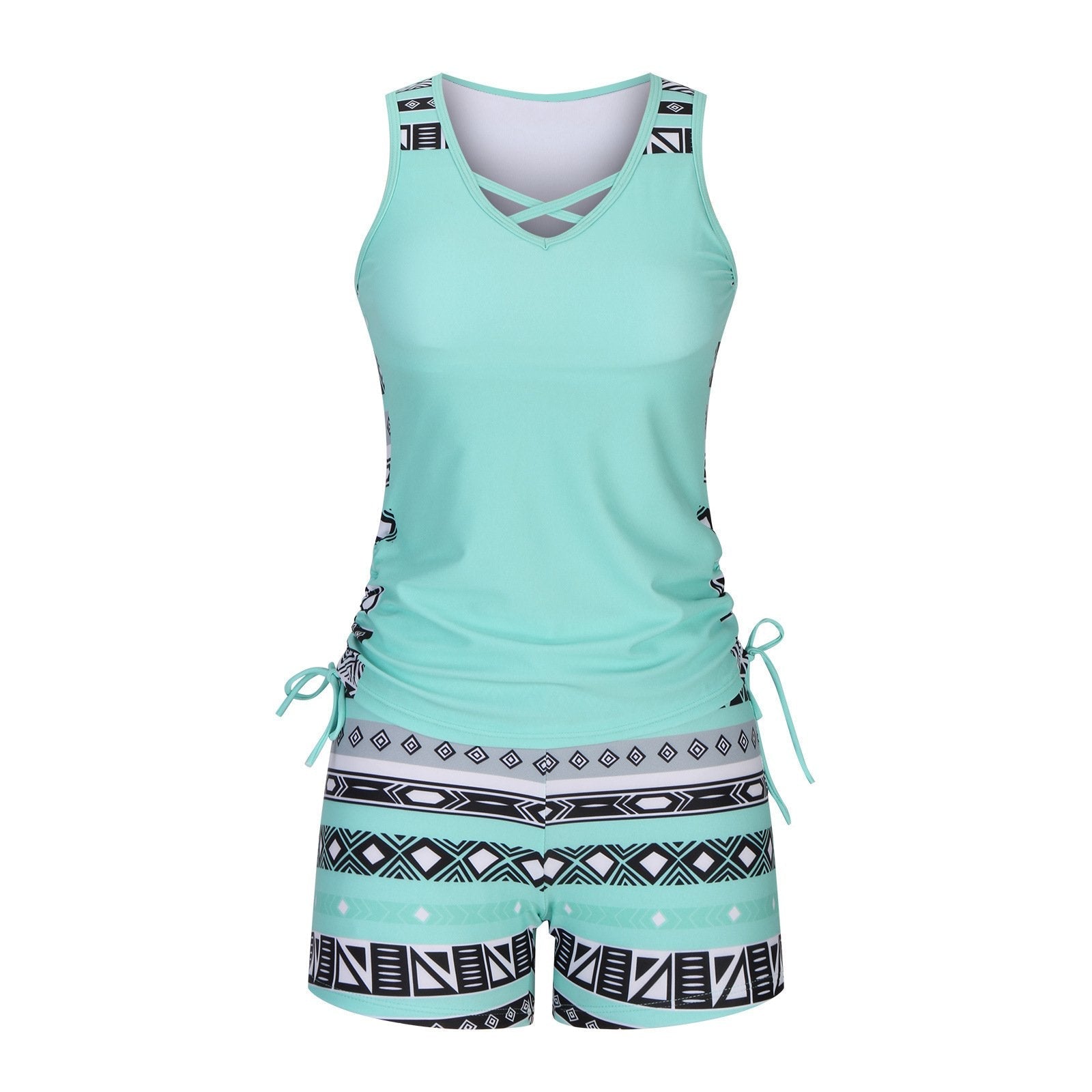 ⏰LAST DAY 50% OFF -Women's Tummy Control Tankini Set with Built-In Bra – Flattering Boho Swimwear with Shorts