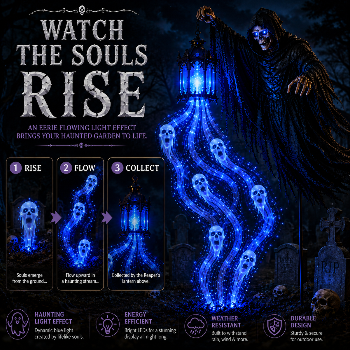 ✨Today 49% OFF💀Halloween Soul Harvester Animated Garden Light🏚️