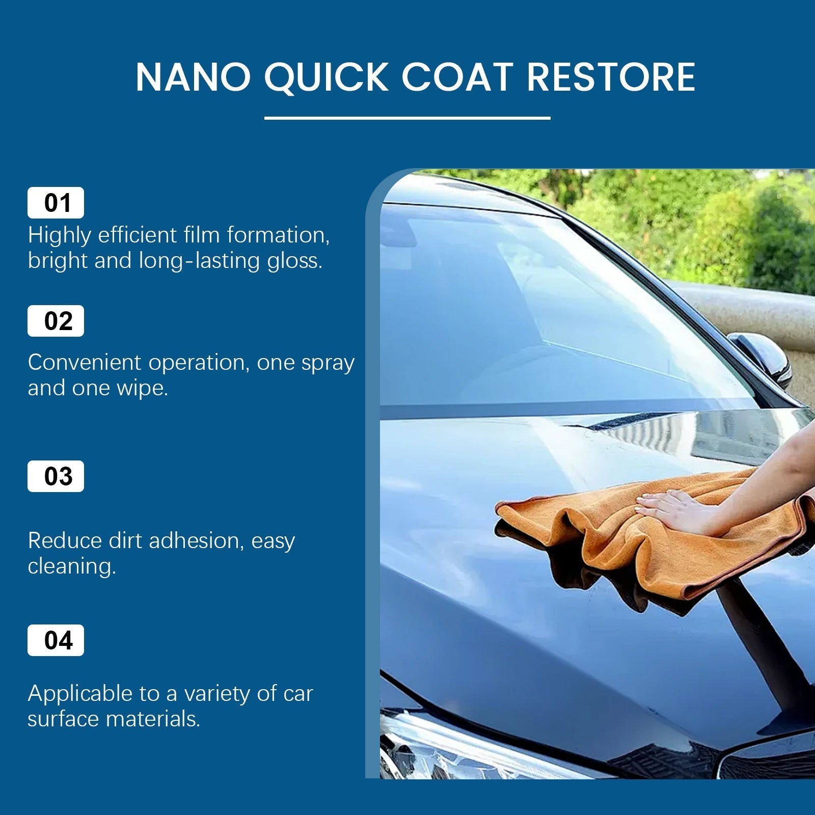 Automotive Nano Coating Repair Agent - With Dust and Water Repellent Properties - Long-lasting and Durable with Gloss, Suitable for Continuous Use