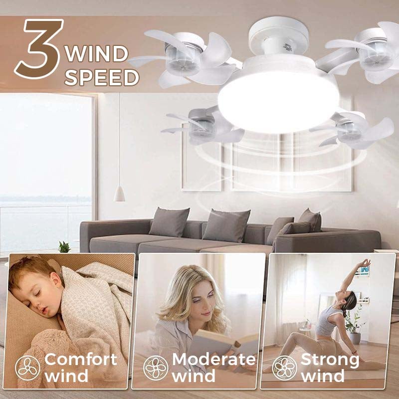 2‐in‐1 Silent LED Fan with Remote Control, Energy‐Saving Cooling & Lighting Combo for Home Bedroom