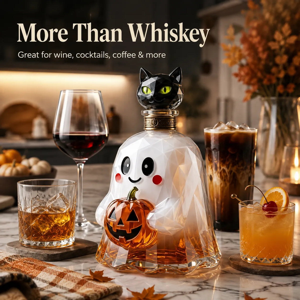 🔥HOT SALE🔥Ghost Pumpkin Halloween Decanter 🎃 Spooky Glass Whiskey Bottle 💥Buy 3 Get Free Shipment💥