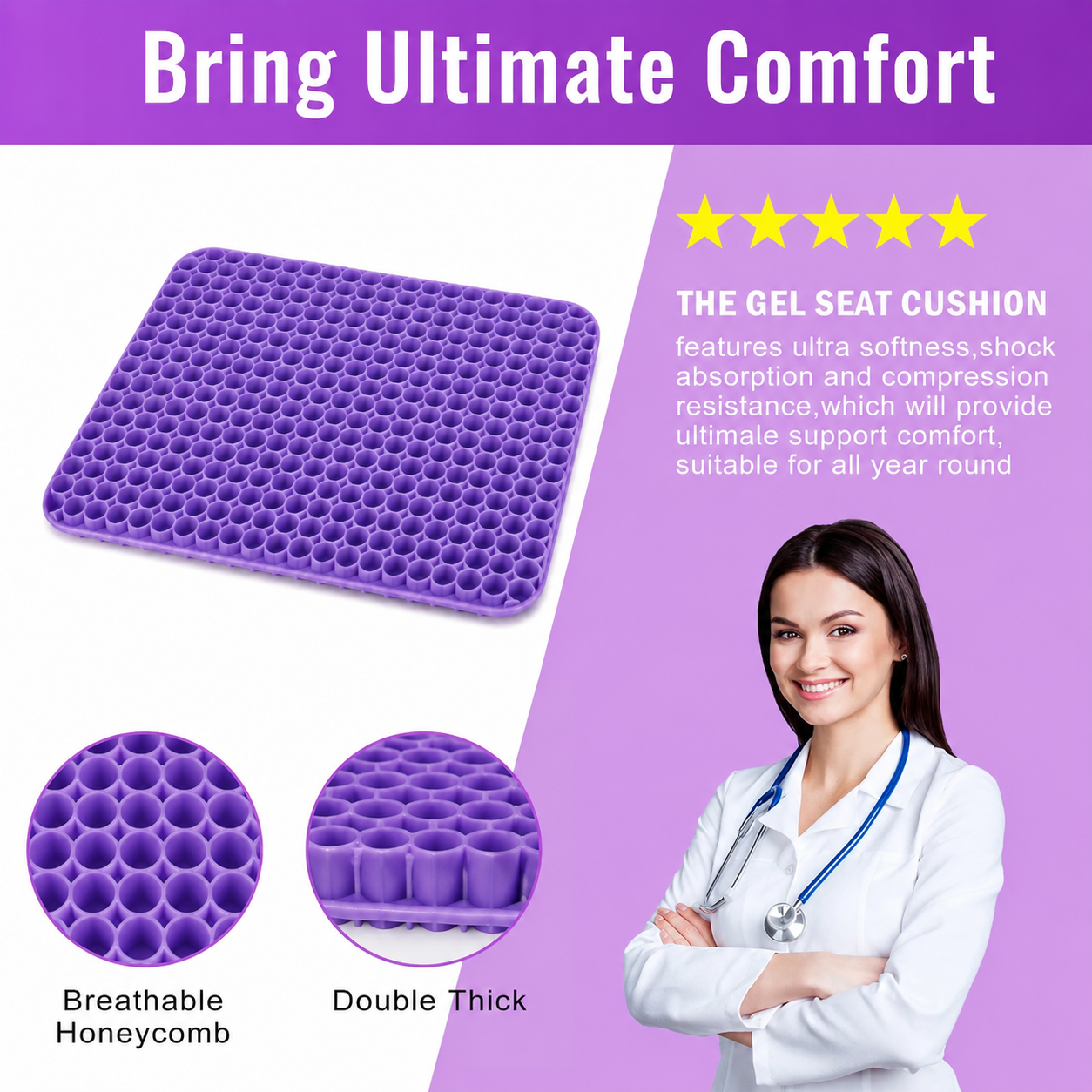 ✨ Ergonomic Silicone Seat Cushion – Relief You Can Feel